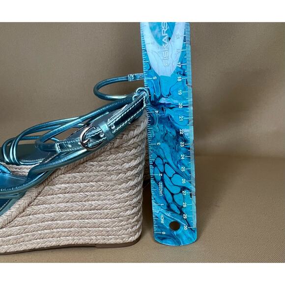 Nine West Blue Hipsta 3 Espadrille Platform Sandals 9.5 New - Picture 11 of 11